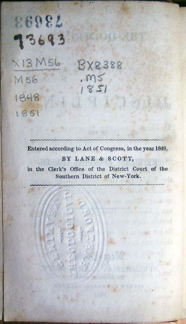 Image for Discipline, 1851. The Doctrines and Discipline of the Methodist Epis Discipline, 1851. The Doctrines and Discipline of the Methodist Epis